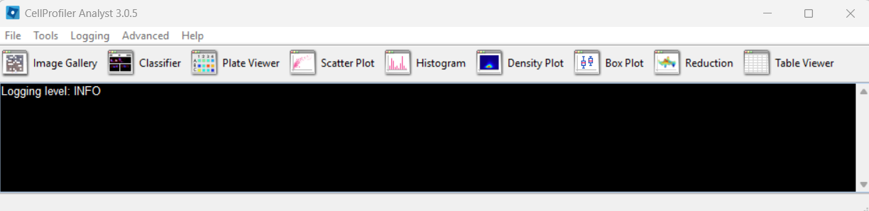 CellProfiler Analyst start screen indicating that a properties file must be loaded to begin.